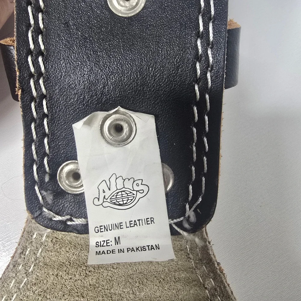 Altus Black Leather Weightlifting Belt Vintage Double Prong Powerlifting Small